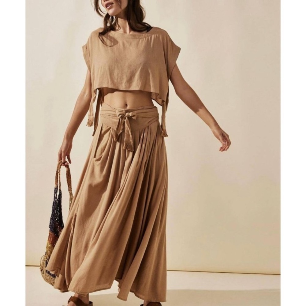Free People Women’s 2 Peice Sundown Dress Set NWT  Small Iced Coffee Brown